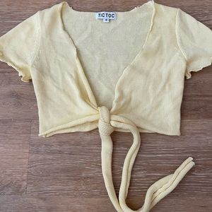 Tic Toc Yellow Sweater Tie Top